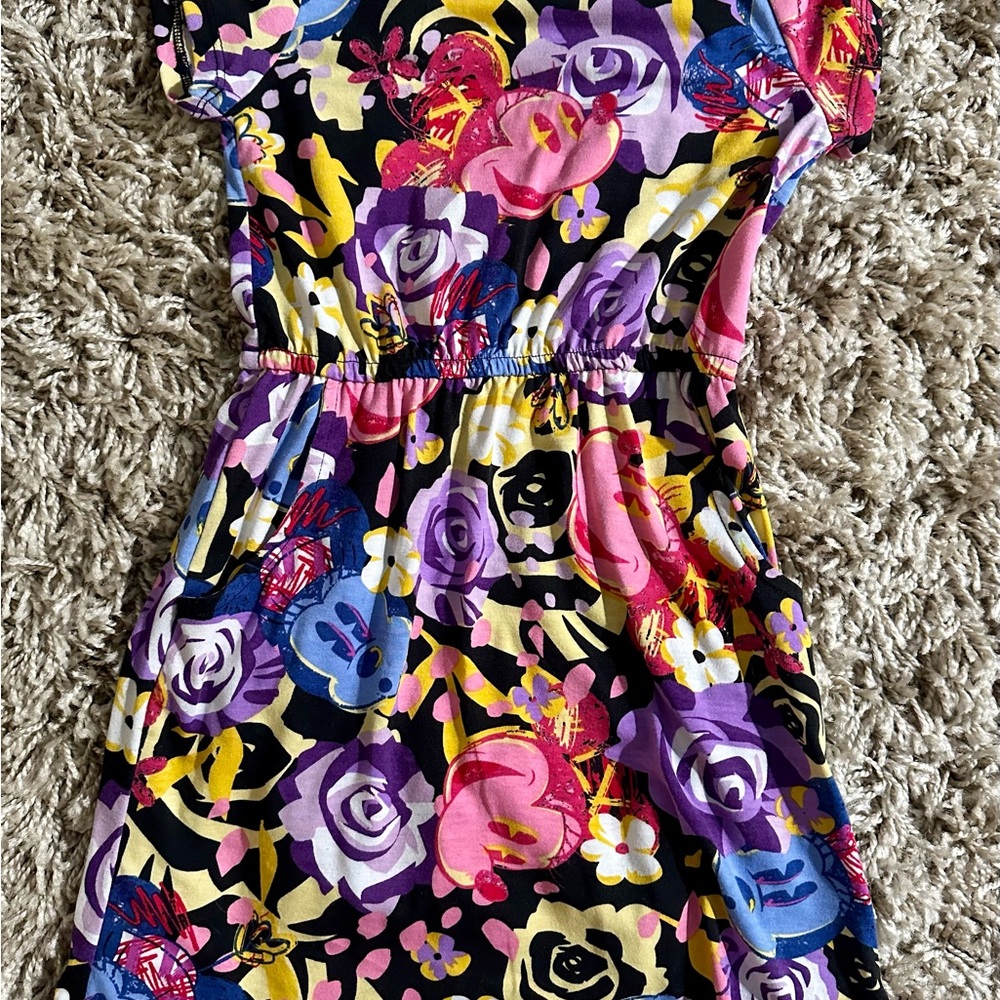 LuLaRoe Kids Disney Dress - Pink, Purple, Yellow Floral; Size 8
